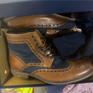 Marc Nolan Belmont denim wingtip combat boots